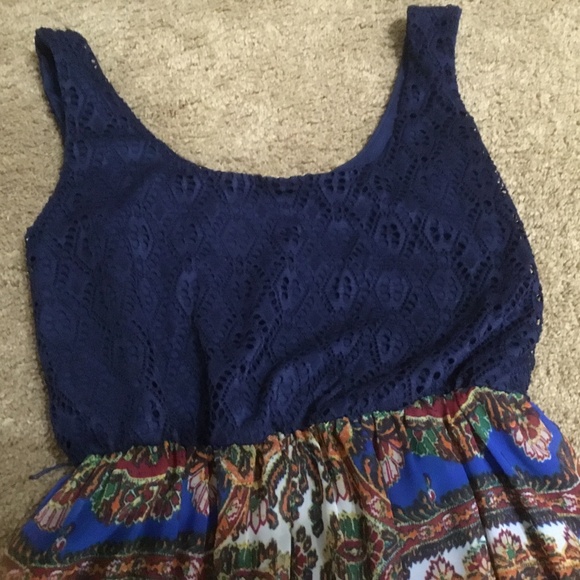 Summer Dress Blue Orange and Green with belt. - Picture 3 of 9